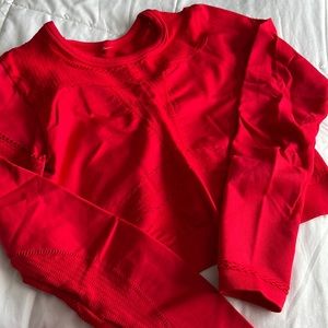 Fabletics Red Long-Sleeve Crop Top